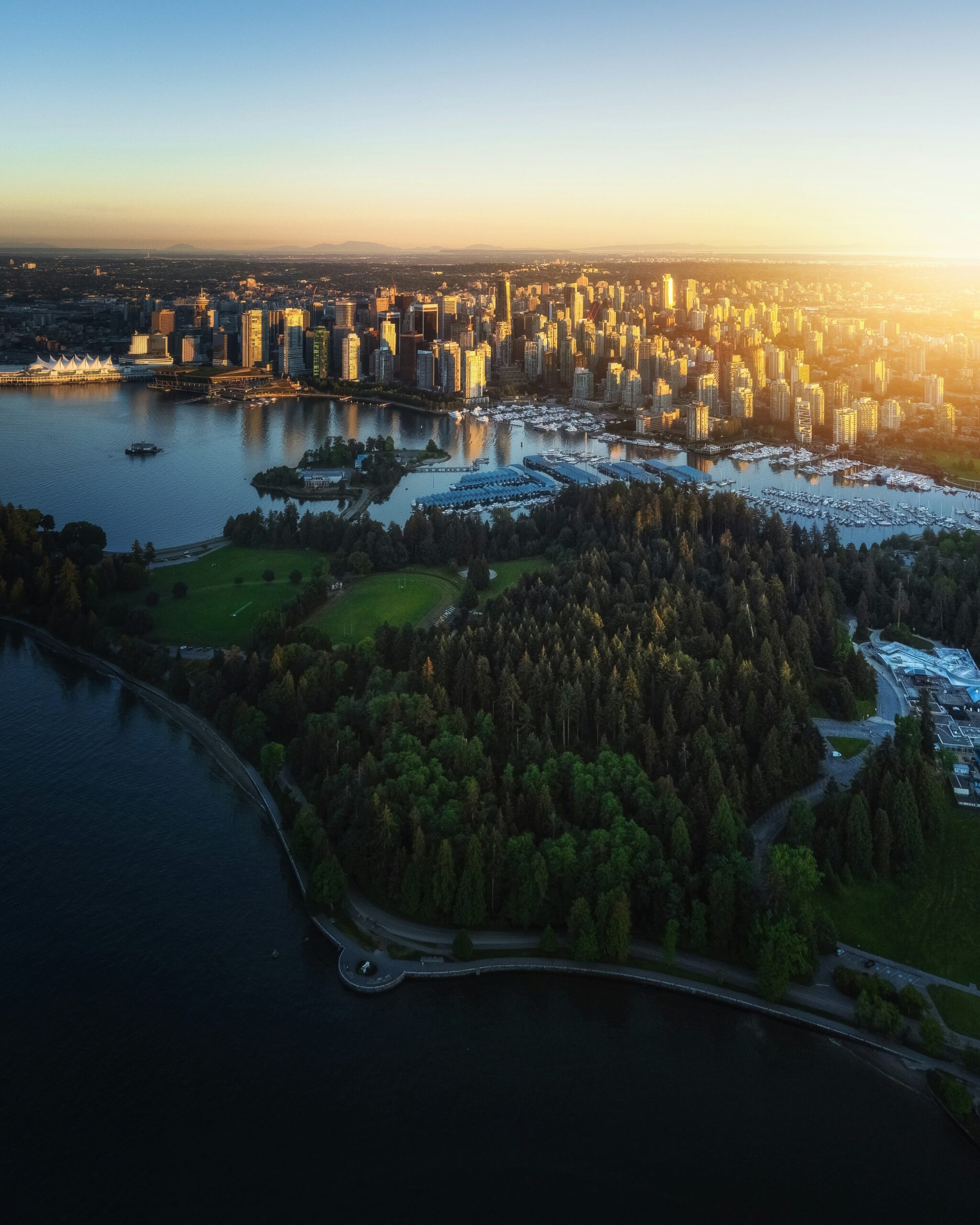 Vancouver skyline view representing the locations served by our Drone Flight School in Canada